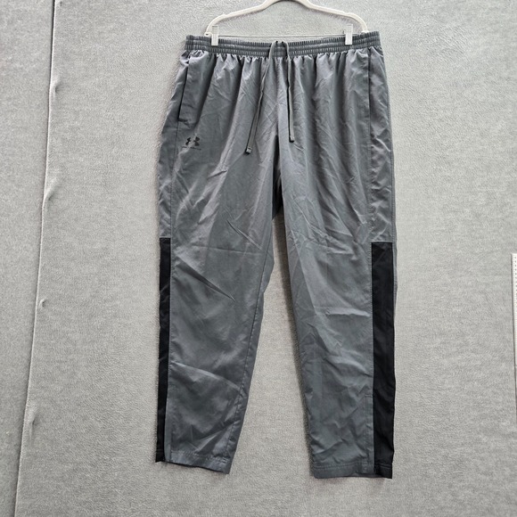 Under Armour Men Activewear Track Pants 2XL Gray Windbreaker Loose Mesh Ripstop - Picture 1 of 13